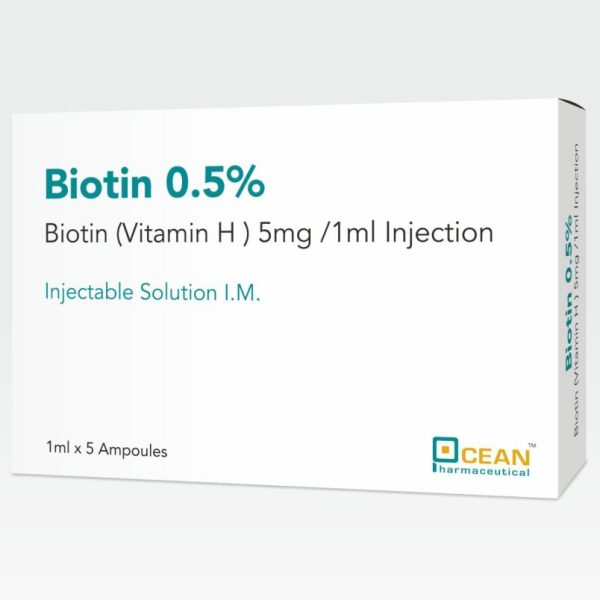 Biotin 0.5%, B7 Vitamin H, I.M. injectable solution, 5x1ml vials