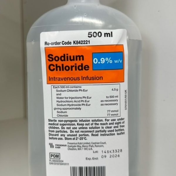 Nacl 0.9% Saline Sodium Chloride 500ml IV soft bottle English
