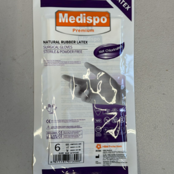 Sterile latex surgical gloves size 6/1 pack/single pair