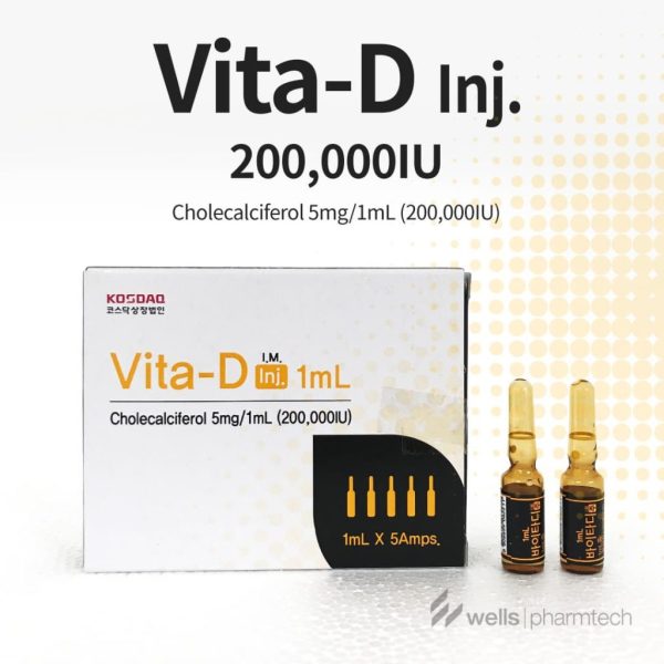 Vitamin D 200,000IU Cholecalciferol 5mg/1mL 200,000iu 10x1ml IM English label
